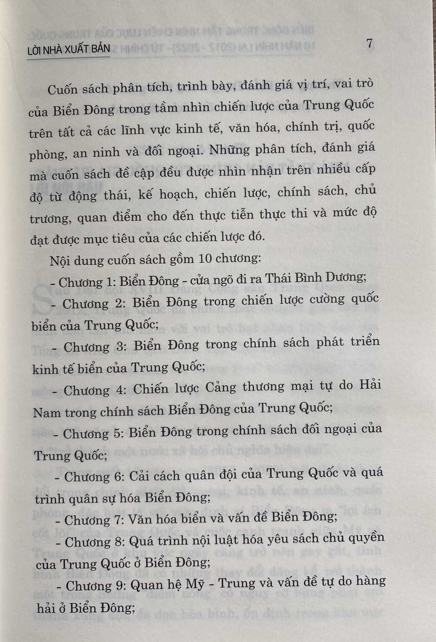 Biển Đông Trong Tầm Nhìn Chiến Lược Của Trung Quốc 10 Năm Nhìn Lại ( 2012 -2022 ) Từ Chính Sách Đến Thực Thi