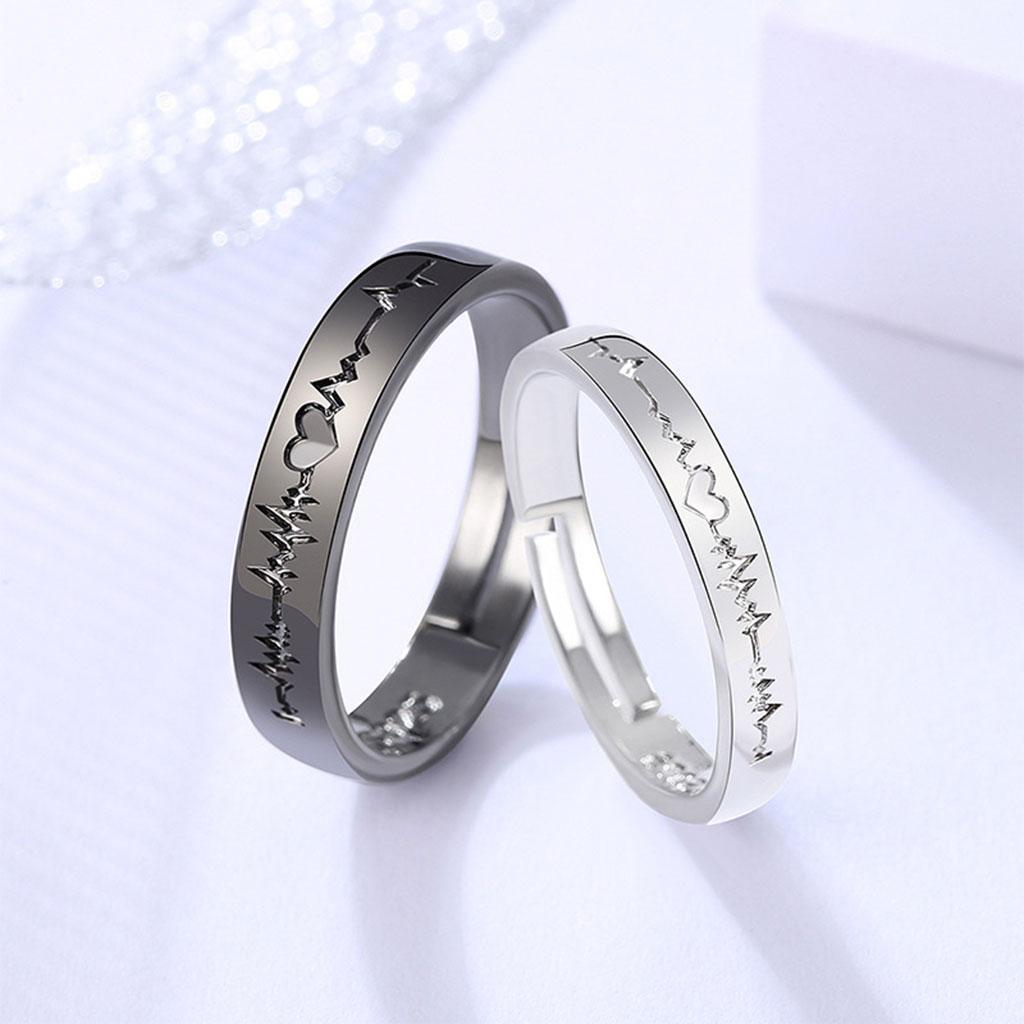 3-4pack 2Pcs Couple Rings Adjustable Fashion Romantic for Lover Christmas Girls