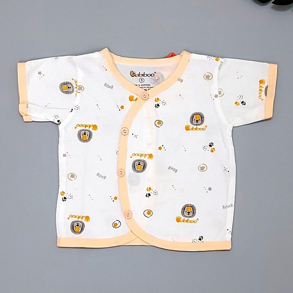 Áo sơ sinh tay ngắn hoạ tiết cài thẳng cho bé