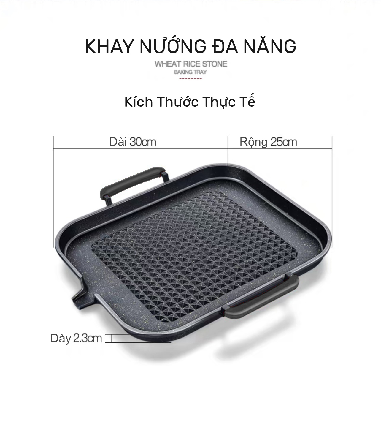 Chảo BẾP TỪ Nướng Thịt Đá Hoa Cương Không Khói Vỉ Nướng Bếp Từ