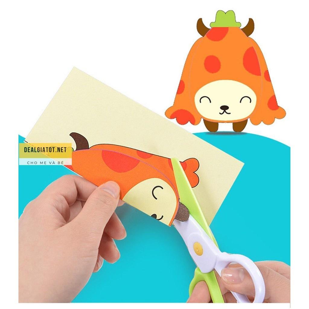 Cắt giấy thủ công sáng tạo 100 Hình đồ chơi kèm 2 kéo an toàn giúp bé luyện cắt giấy