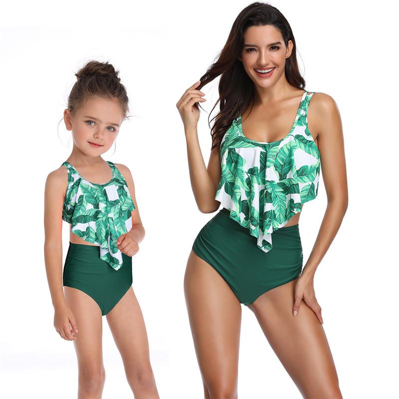 Năm 2019 Họ Phù Hợp Với Đồ Bơi Mẹ Con Gái Đầm Mẹ Con Gái Bikini Áo Tắm Đồ Bơi Trẻ Em Họ Phù Hợp Với Trang Phục
