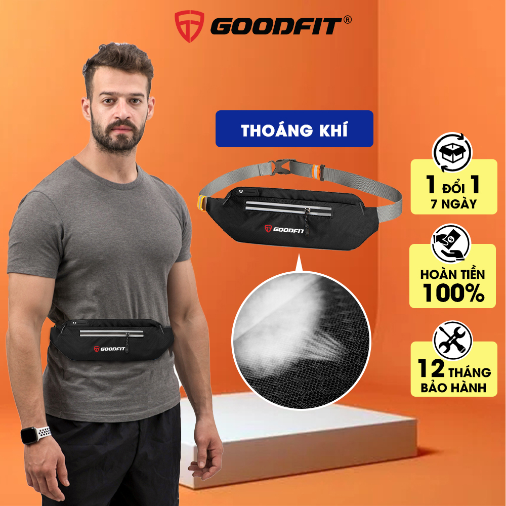 Túi đeo hông, đeo bụng chạy bộ nam nữ chính hãng GoodFit GF118RB, chống nước, phản quang