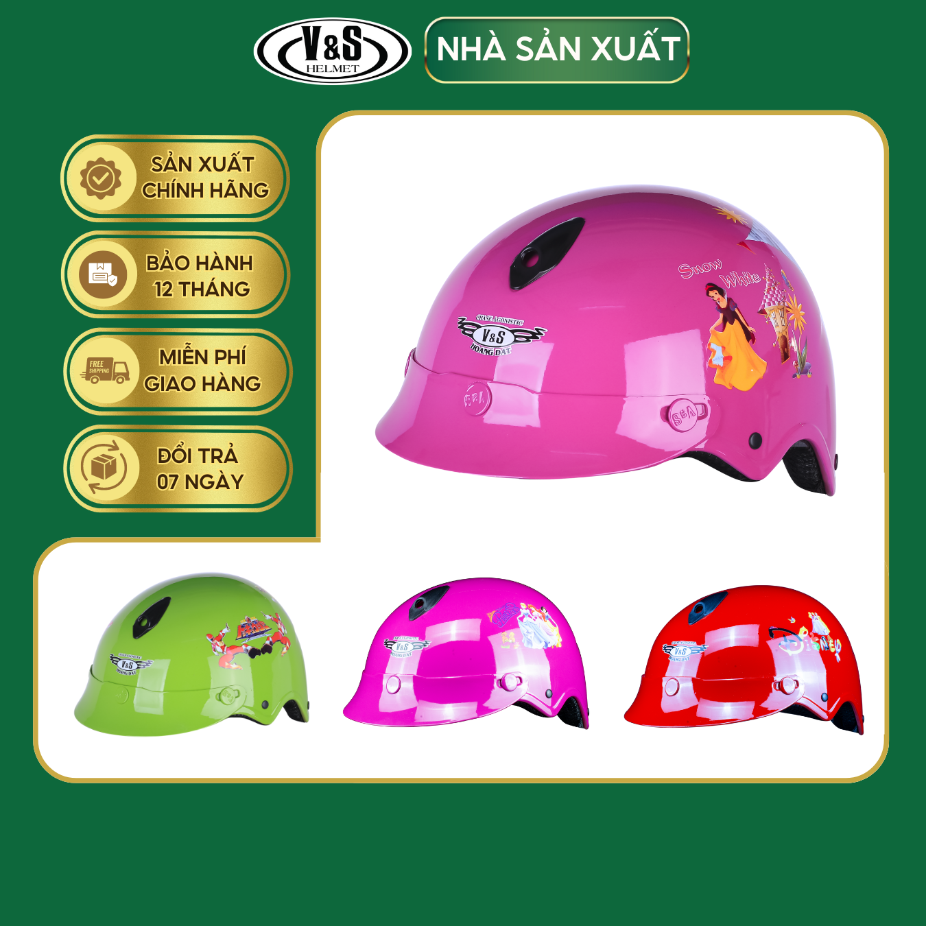 Mũ Bảo Hiểm Trẻ Em 1/2 V&amp;S VS01LT - Hàng Chính Hãng Bảo Hành 12 Tháng - Sản Phẩm Thời Trang Và Cao Cấp