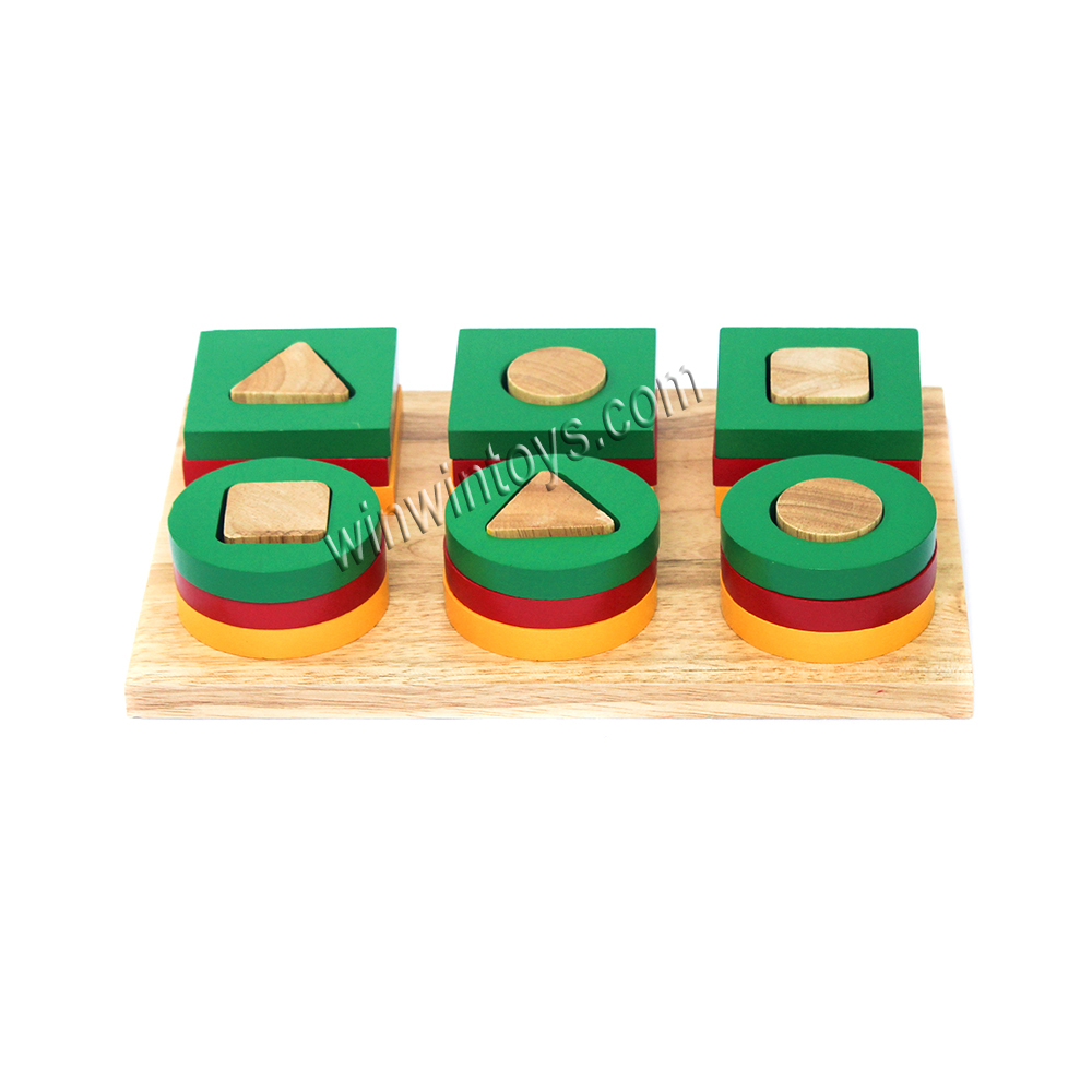 Đồ chơi thả hình hình khối, Bộ xếp 6 cọc - Đồ chơi gỗ Winwintoys