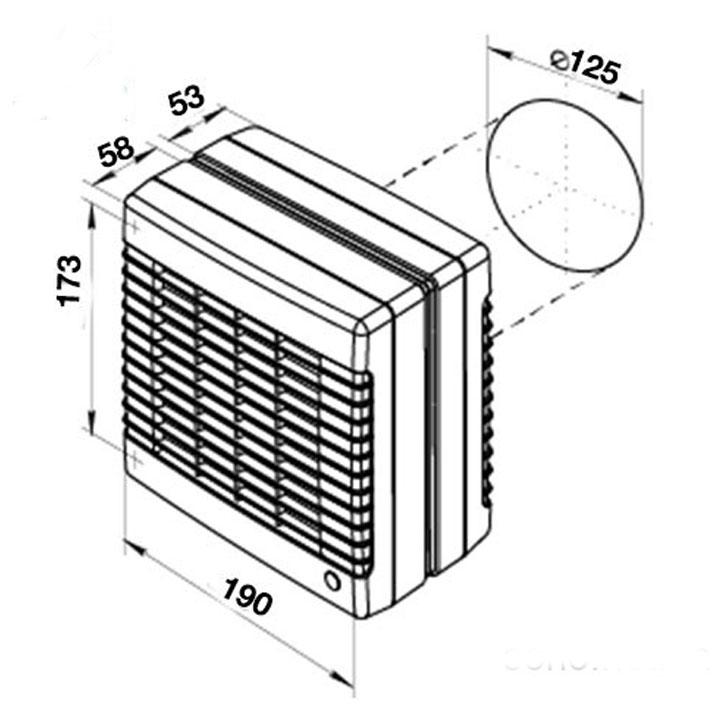 Quạt Thông Gió Gắn Tường Vents 125 MAO 1 Lưu Lượng Gió 185 M3/h- Hàng Chính Hãng