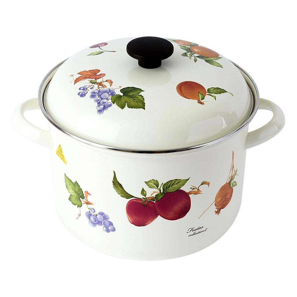 Nồi tráng men hoa văn trái cây 1.6 lít Fujihoro FRV-16W (16cm) - Phân phối bởi ABMA VN Showroom 77 Đoàn Như Hài, P13, Q4, TPHCM