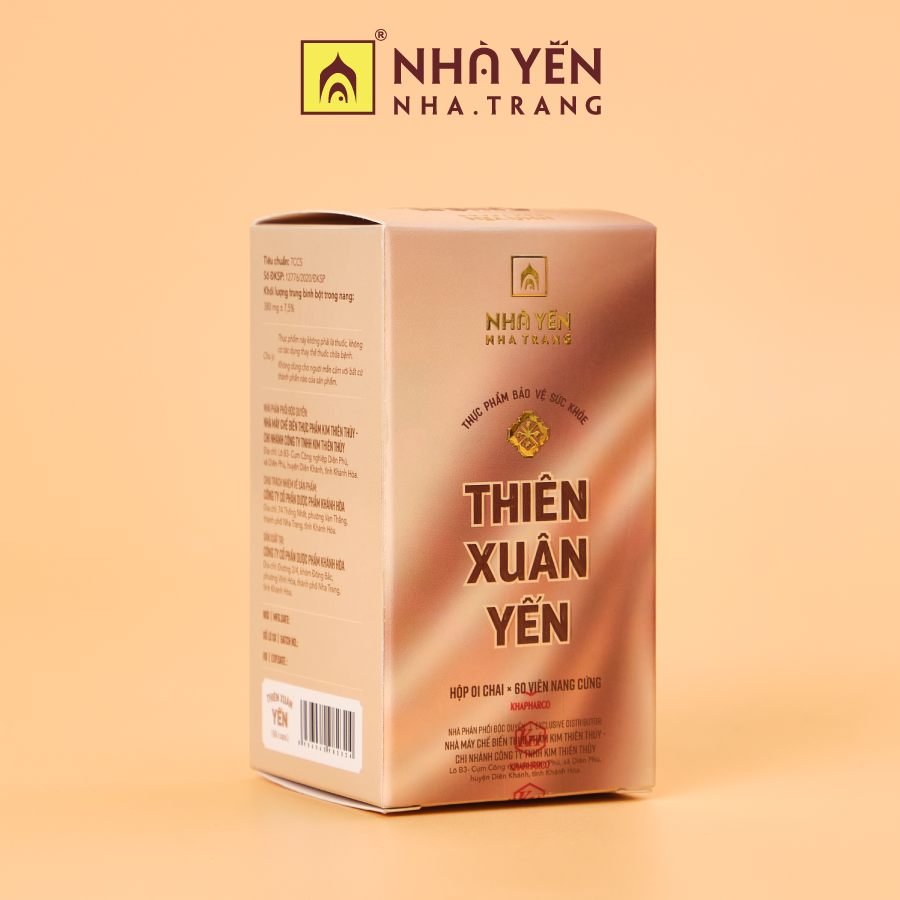 Thiên Xuân Yến - Hộp 60 Viên - Viên Nang Cứng - Nhà Yến Nha Trang - Thương Hiệu Uy Tín - Đặc Sản Nha Trang