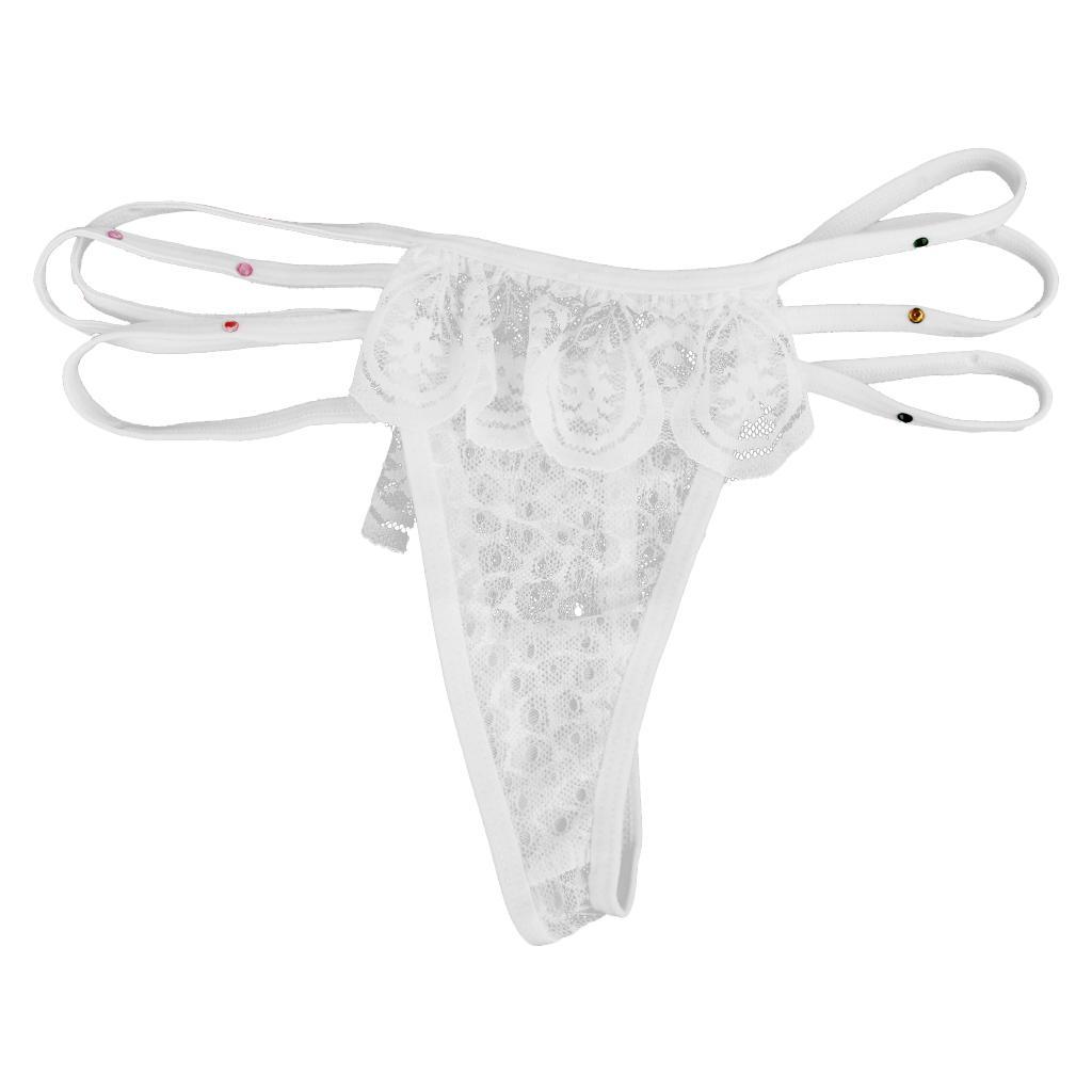 2-4pack Sexy Women Lace Underwear G-String T Thongs Intimates Briefs White