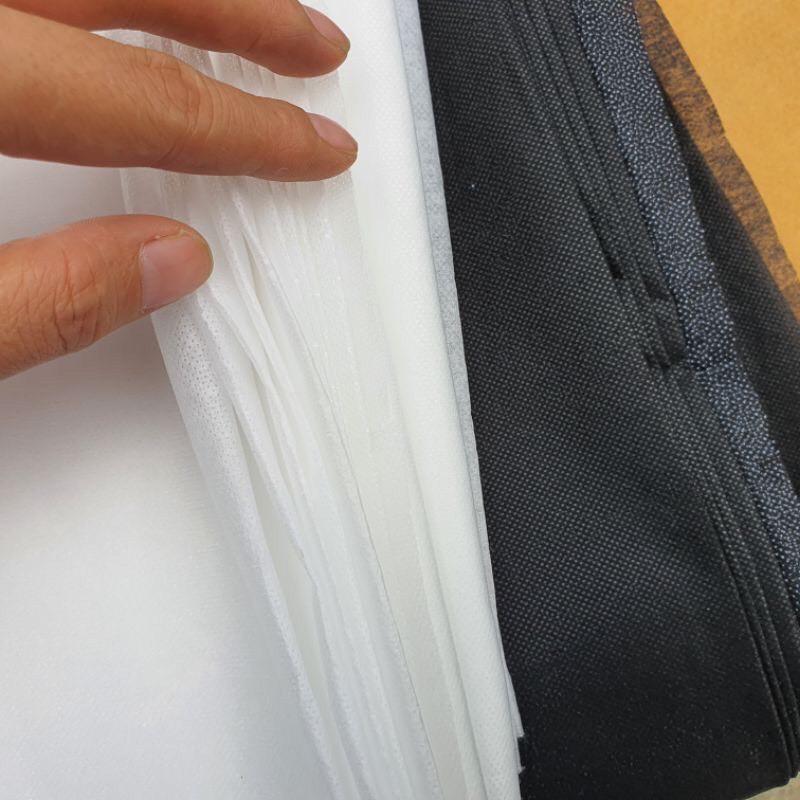 10m Mếch keo, Mex giấy Nhật xịn loại mỏng có hạt keo khổ rộng 1m2, màu trắng đen