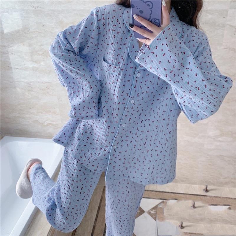 Bộ ngủ / mặc nhà Cherry Pyjamas dài 3 màu