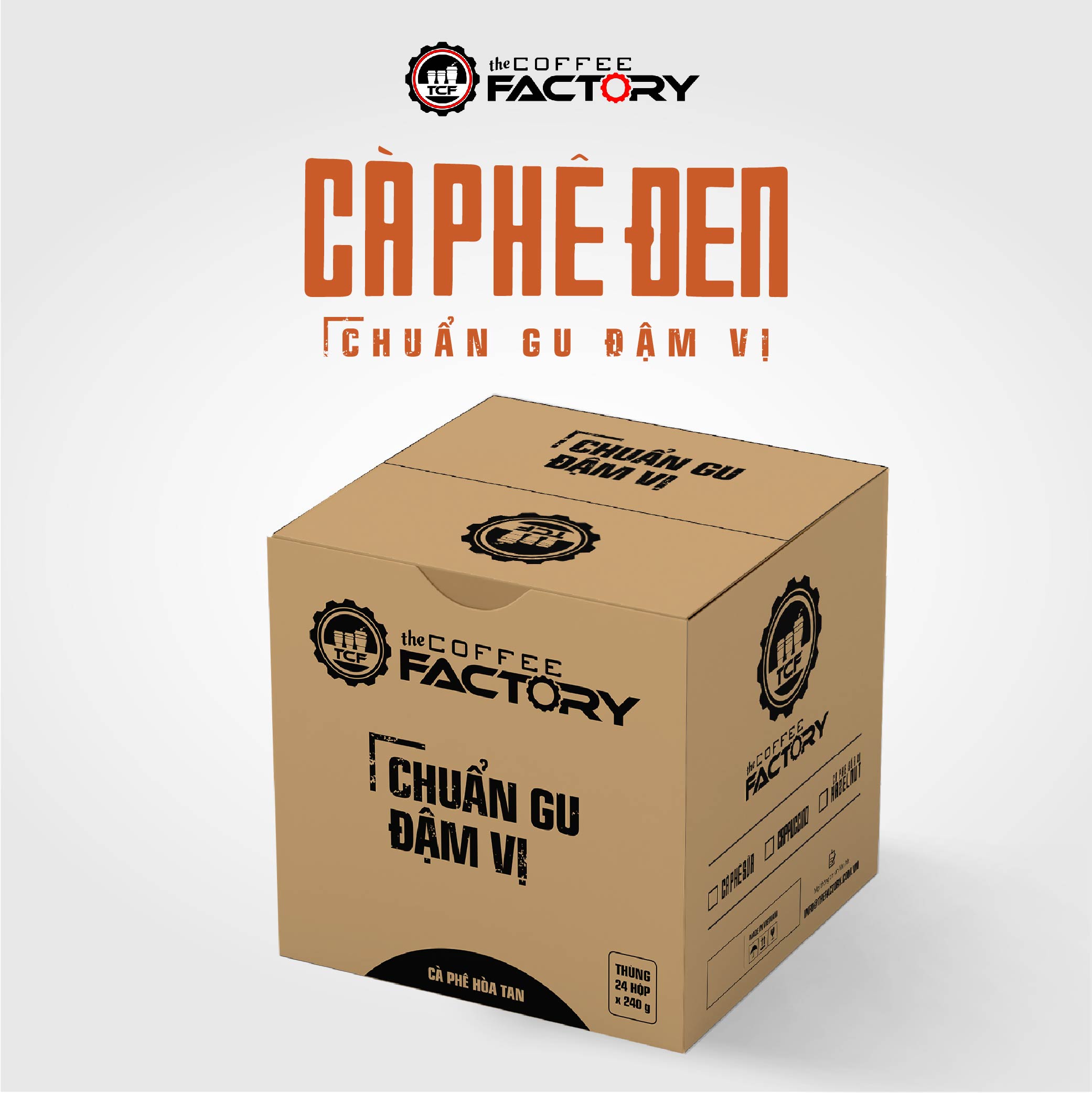 Thùng 24 hộp cà phê đen hòa tan The Coffee Factory