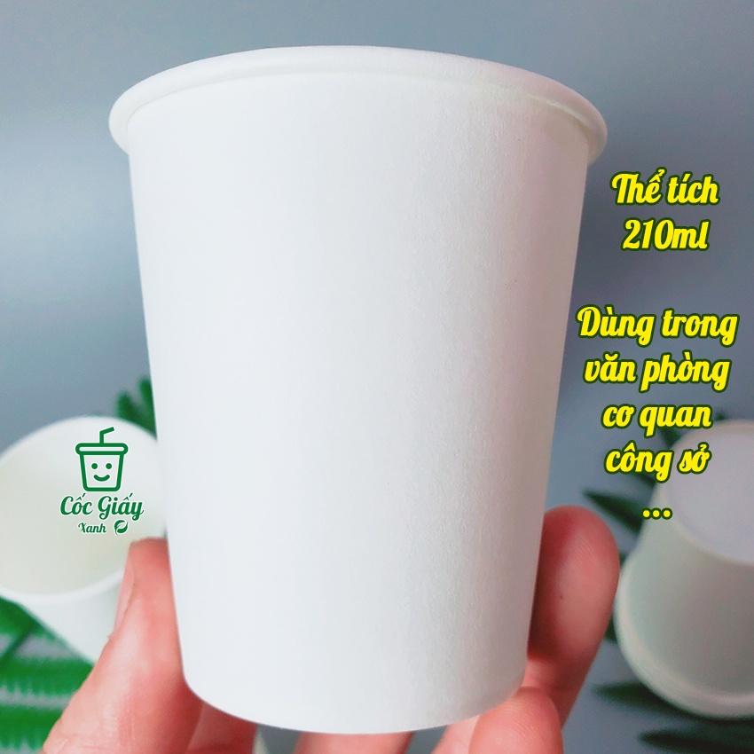 50 CỐC GIẤY XANH 210ml Size Nhỏ Dùng 1 Lần Uống Nước Cứng Cáp, Kín Kẽ
