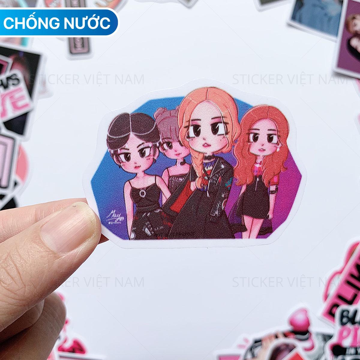 Sticker BLACKPINK Jennie Lisa Rose Jisoo Blink Ngẫu Nhiên Chất Lượng Cao Chống Nước