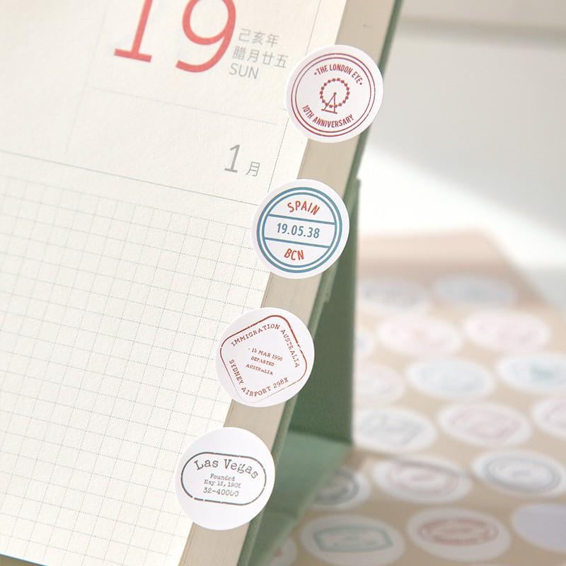 1 Tấm Sticker Tròn hình Tem Postmark - Hình Dán Tem Trang Trí Sổ Bullet journal