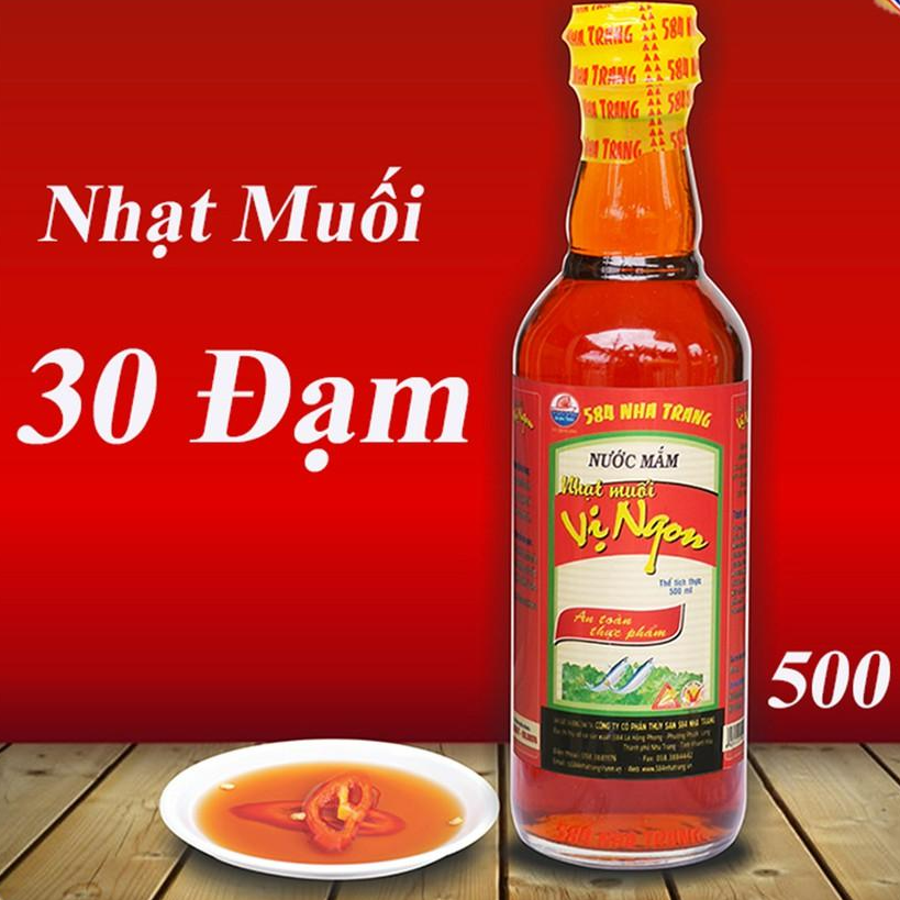 Thùng 6 chai Nước mắm Nhạt muối Vị Ngon 30 Độ Đạm, Tốt cho người ăn kiêng - 584 Nha Trang, Chai PET 500ml, Date mới nhất