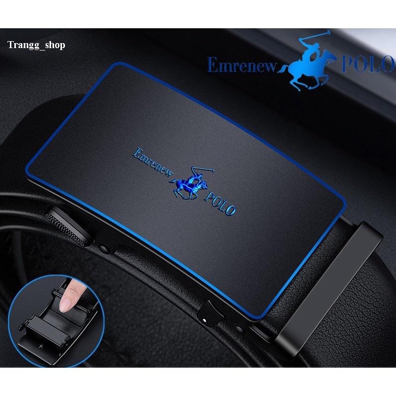 Thắt lưng da nam cao cấp EMRENEW POLO- dây nịt da bò 2 lớp -Full hộp đựng cao cấp-BH 12 tháng
