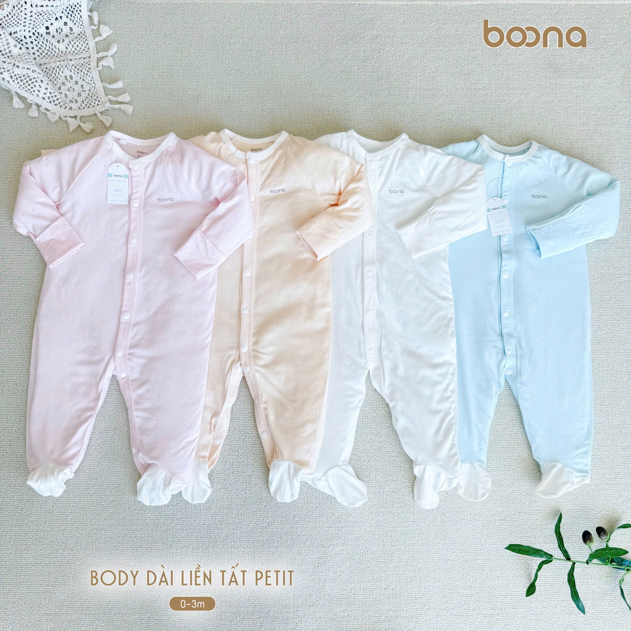 Body dài liền tất petit Boona (0-3M)
