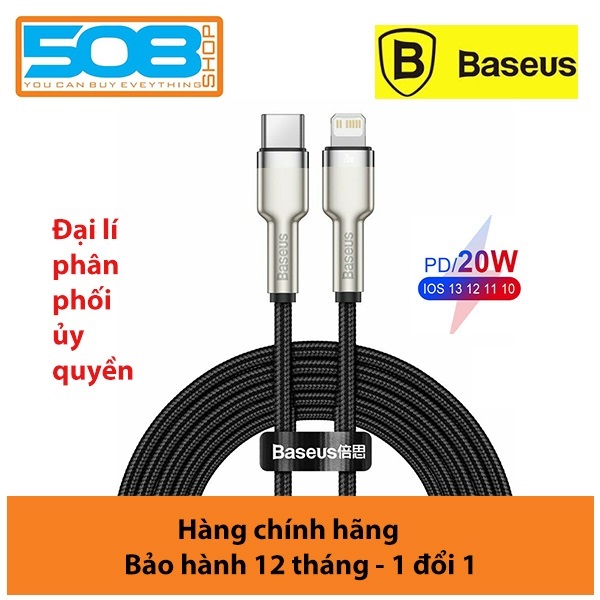 Cap sac nhanh PD20W truyên dư liêu Baseus Metal Data Type-C sang iPhone  2 size  – Hang chinh hang – 100cm