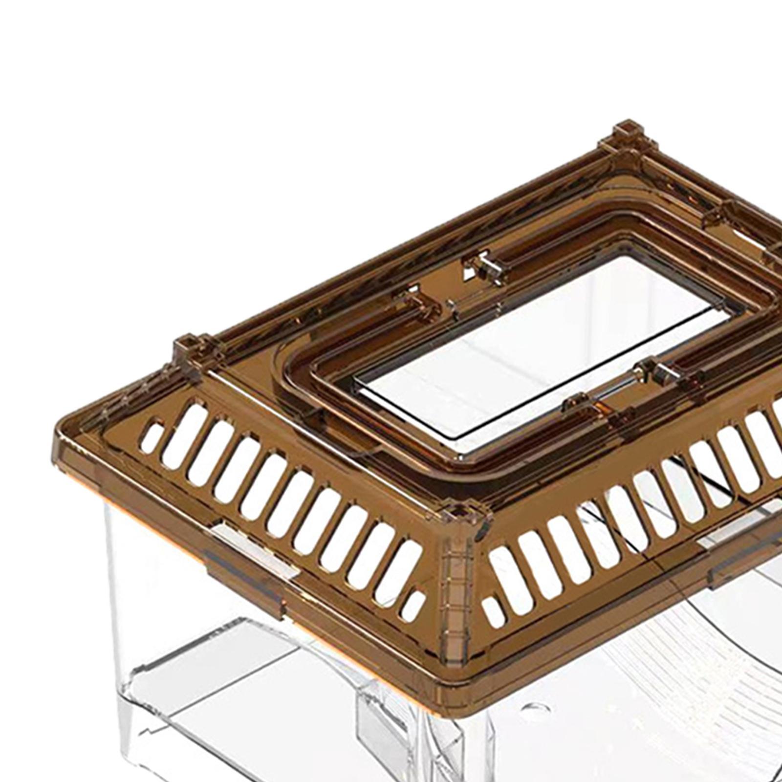 Small Turtle Tank with Handle and Cover with Platform Reptile Habitat Container Turtle Breeding Box Pet Feeding Box for Crayfish Lizards