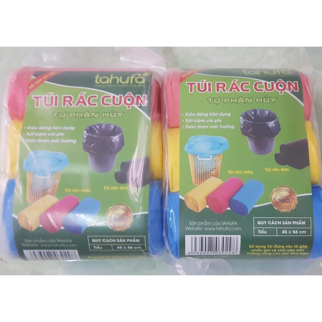 Combo 3 Cuộn Túi Rác Màu Tiết Kiệm Tự Phân Hủy Ecook - nhiều size