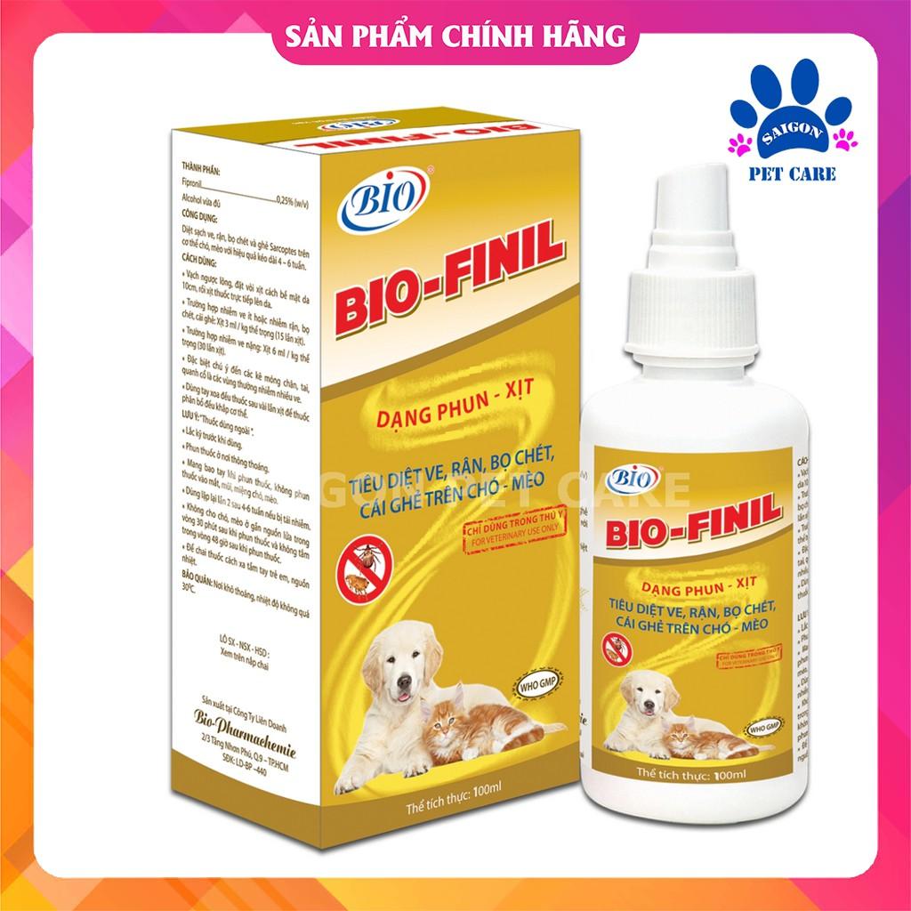 Chai xịt ve rận, bọ chét Bio Finil cho chó mèo 100ml