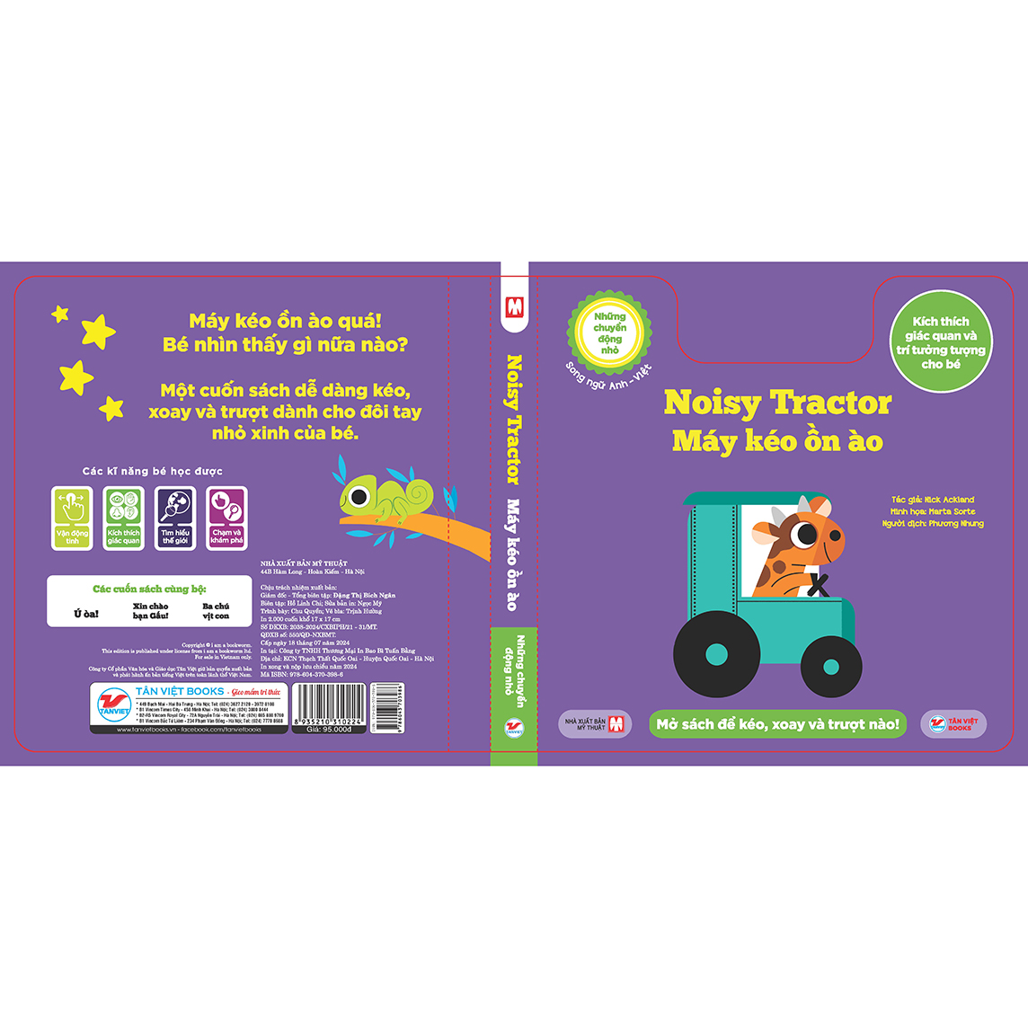 Sách Máy kéo ồn ào - những chuyển động nhỏ song ngữ Anh Việt kích thích giác quan