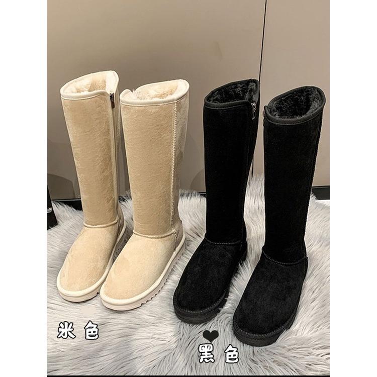 Giày Bốt Đi Tuyết Cao Qua Gối Lót Lông Cừu Dày Chống Trượt Có Khóa Kéo Bên Hông Phong Cách Mới 2022 Cho Nữ