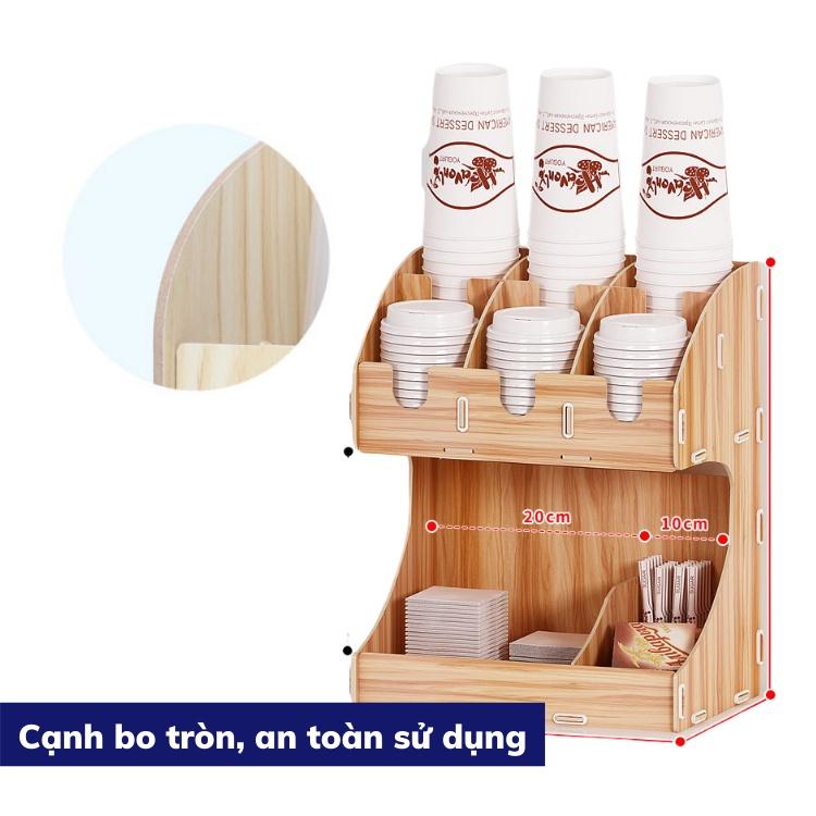 Khay kệ úp ly cốc lắp ghép bằng gỗ tiện lợi cho quán take away giá úp cốc giấy nhựa rẻ dụng cụ pha chế cà phê thông minh