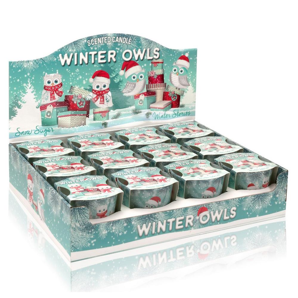 Ly nến thơm tinh dầu Bartek Winter Owls 115g QT02787 - tuyết, thông, len, nến trang trí, thơm phòng, thư giãn, hỗ trợ khử mùi