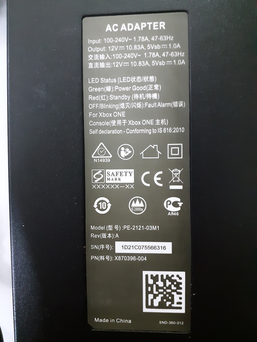 Sạc cho máy Xbox One 12v-10.83a