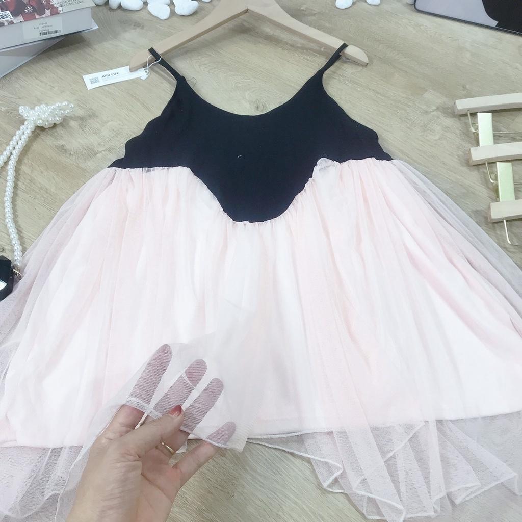 Áo 2 Dây Voan Lượn Sóng 2 Lớp Dáng Xòe