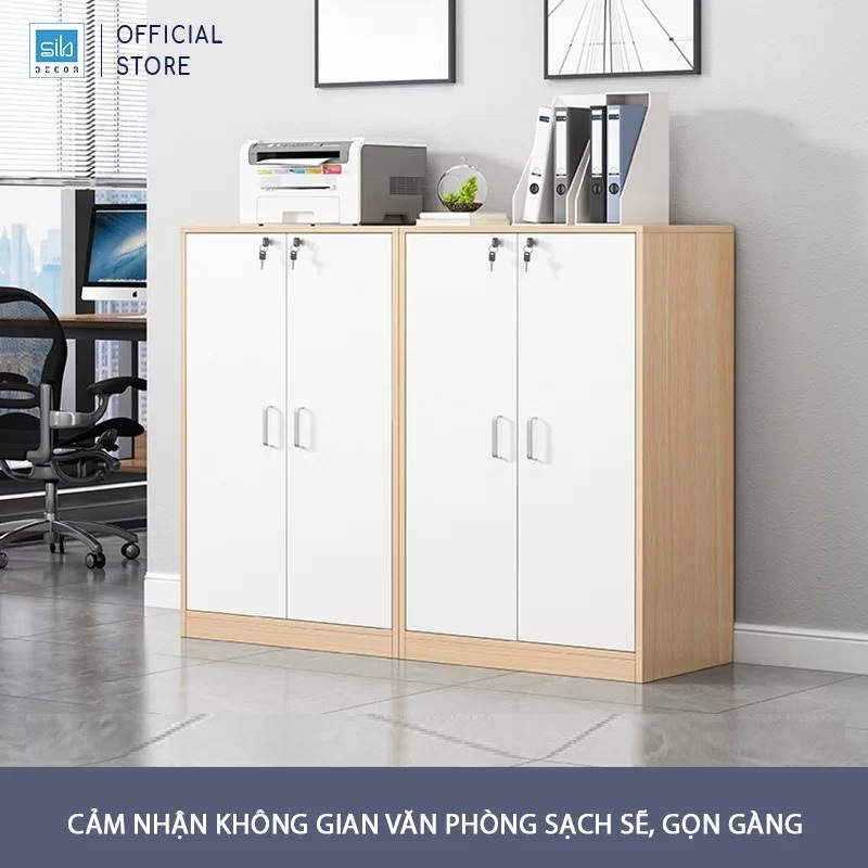 Tủ Gỗ Đựng Hồ Sơ 2 Cửa Có Khóa Hiện Đại Thương Hiệu SIB Decor