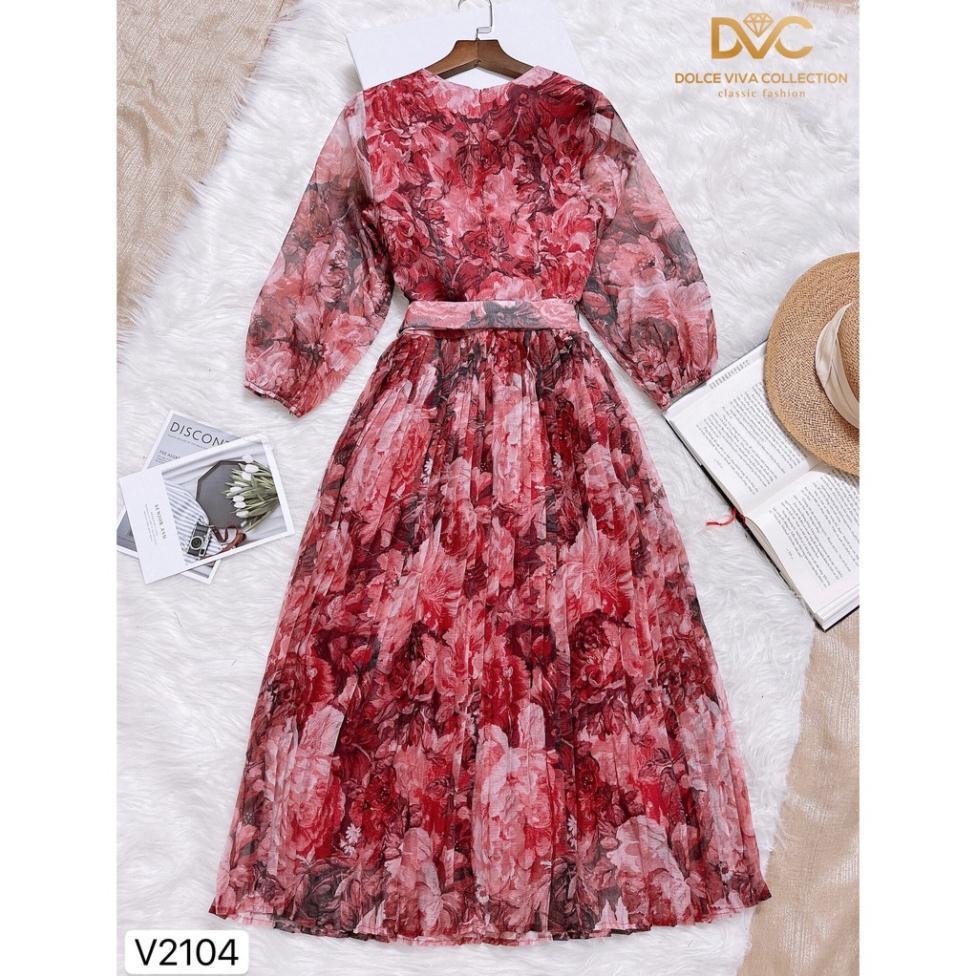 Đẹp Shop DVC Váy xòe hoa chân dập li V2104 - Kèm video và ảnh trải sàn