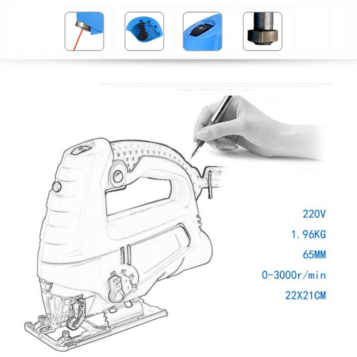 RE0325 Máy cưa gỗ cầm tay kèm 10 lưỡi - Máy cưa mini laser - Máy cưa