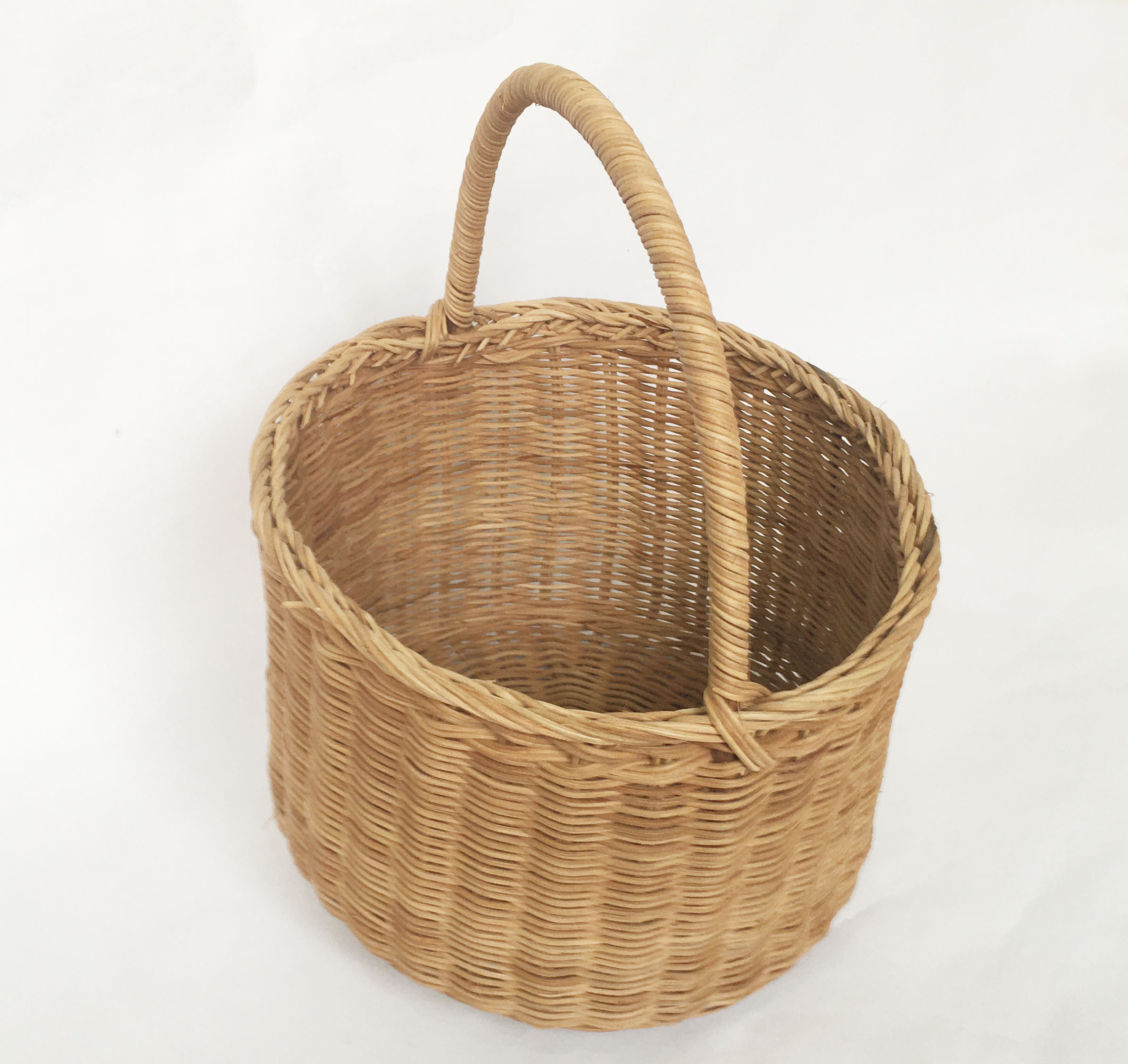 Giỏ picnic bằng mây tự nhiên vintage - sọt mây tròn đựng đồ đa năng có quai handmade