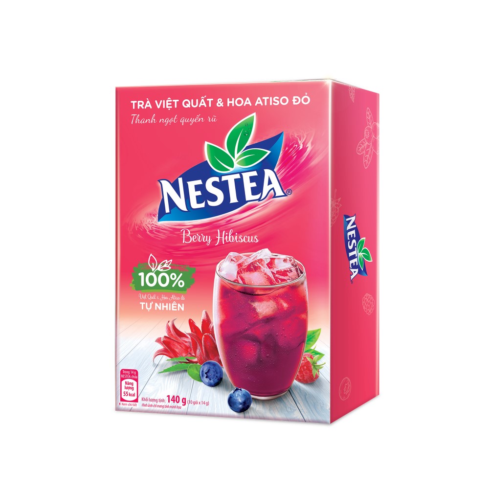 Combo 2 hộp trà việt quất và hoa atiso đỏ Nestea (Hộp 10 gói x 14g) - [Tặng 1 ly thủy tinh]