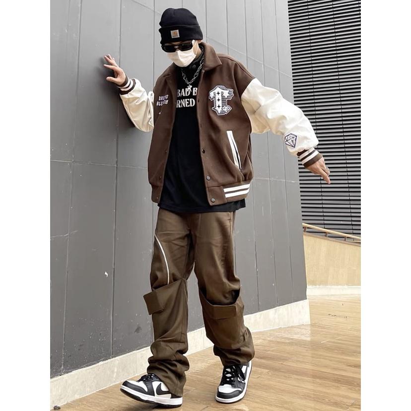 Áo Khoác Bomber Nam Nữ Cổ Bẻ Kiểu Nút Bấm TIME MONEY Hình In Sắc Nét Phong Cách HipHop Hot trend Mới