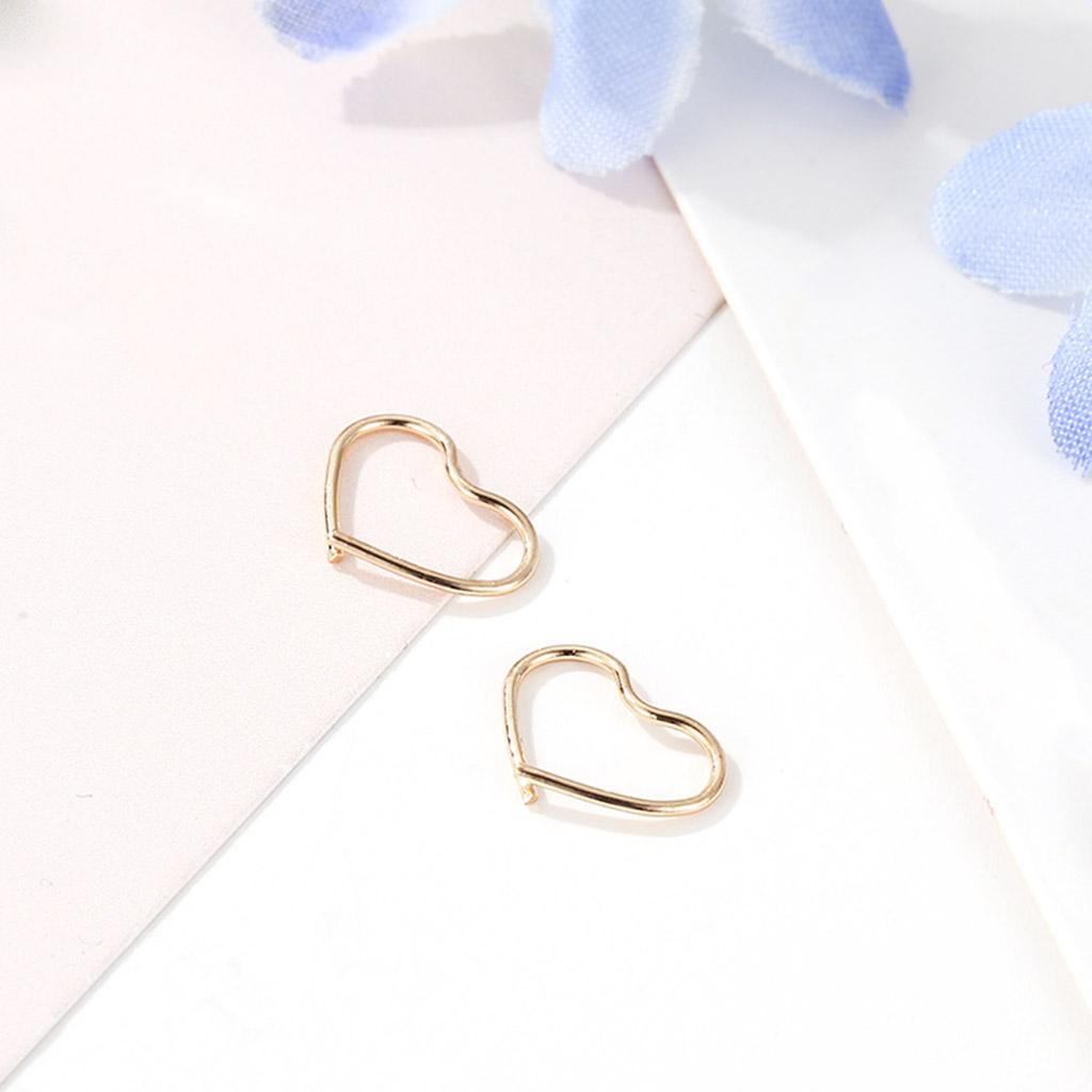 Alloy Ear Stud Rings Heart-Shaped Piercing Body Jewelry Ear Hoop Gold