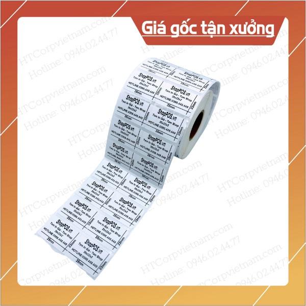 (10 CUỘN) TEM NHIỆT IN MÃ VẠCH 35x22x2. 25 mét,(2000 TEM/CUỘN)