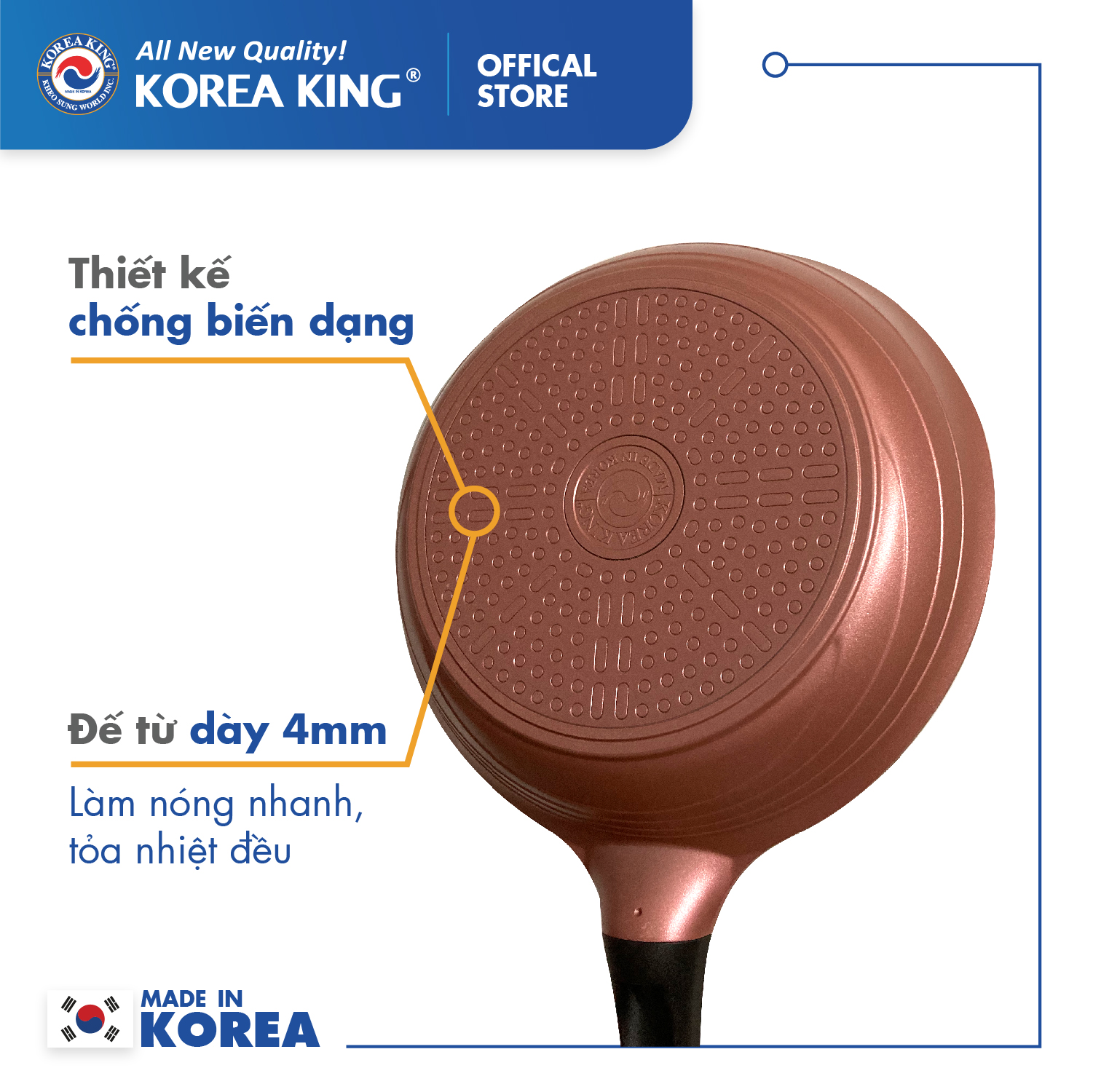 Chảo cạn Colormic Korea King KFP-20CI (size 20cm) - Hàng chính hãng