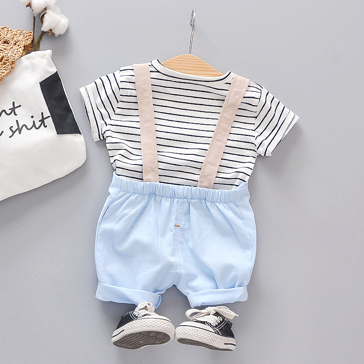 Set yếm bé trai, bé gái gồm áo thun kẻ sọc và yếm, set đồ 2 món thời trang cho bé từ 9-18kg