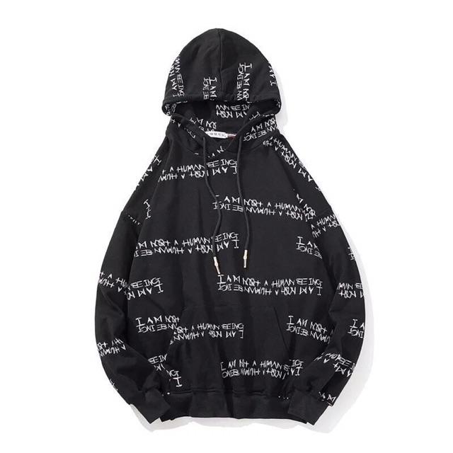 Áo hoodie in kí tự nam nữ