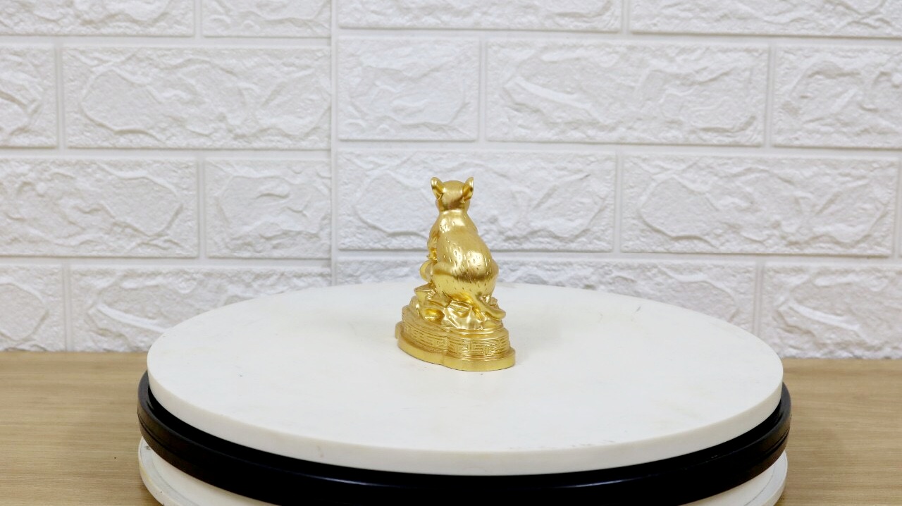 Tượng chuột bằng đồng mạ vàng 24K