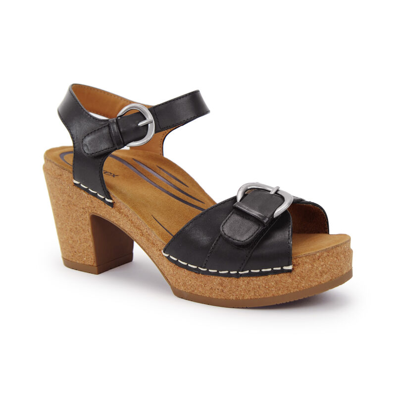 Sandal sức khỏe nữ Aetrex Tory Black - giày cao gót 8p đế giảm đau chân