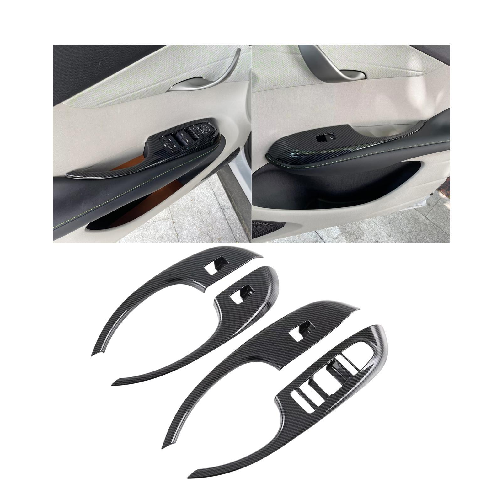 4x Car Window Lift Switch Cover, Carbon Fiber, Durable ,Protection Sticker Accessories Window Switch Panel Decor for Atto 2