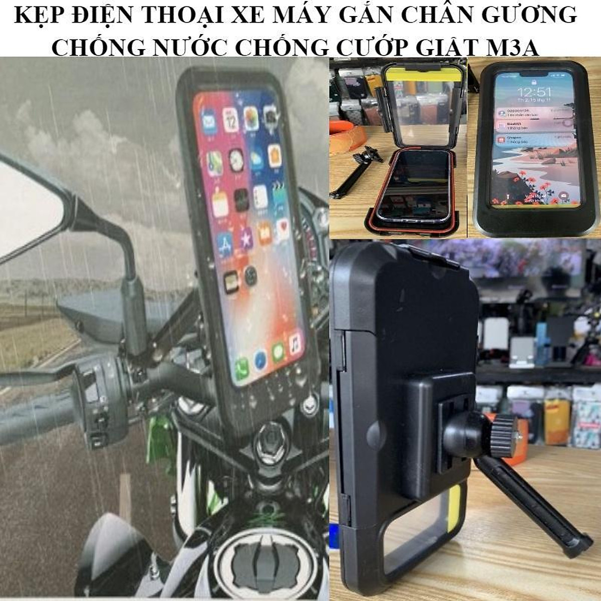 KẸP ĐIỆN THOẠI XE MÁY M3A CHỐNG NƯỚC