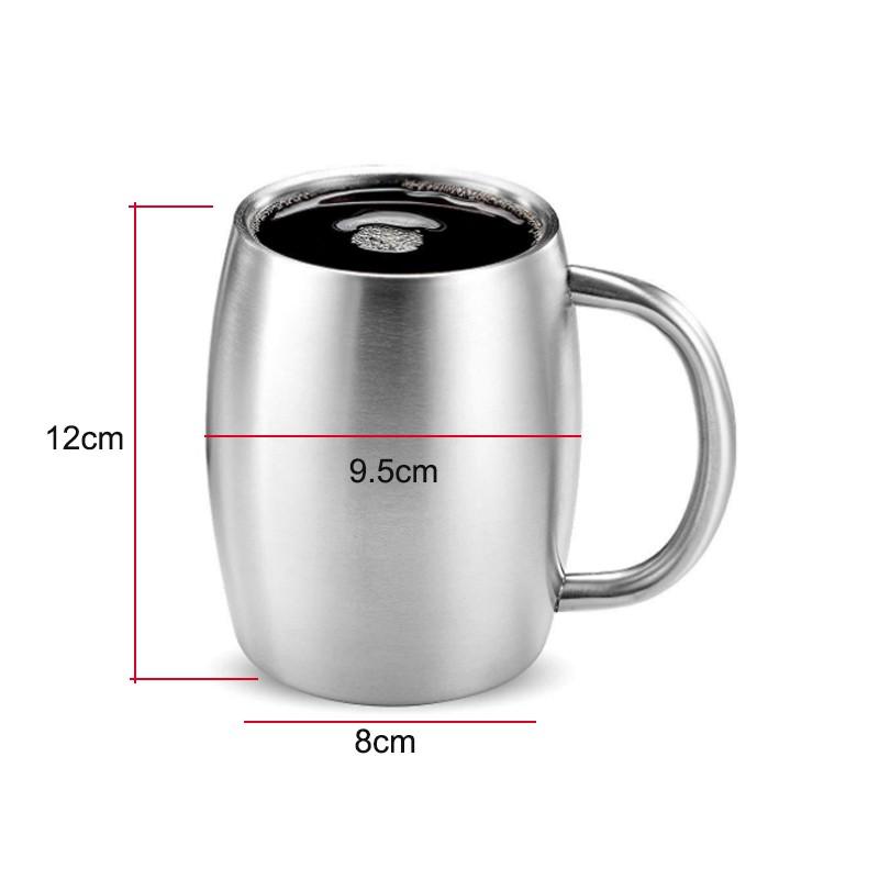 CỐC UỐNG CAFÉ BẰNG INOX 304 GF400 LOẠI 2 LỚP CHỐNG NÓNG, CÓ NẮP NHỰA, DUNG TÍCH 400ML