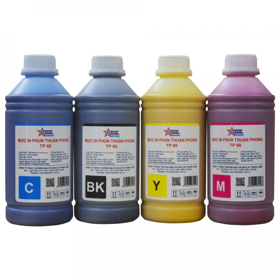 Bộ 4 Màu Mực in phun Thuận Phong PIGMENT TP60 dùng cho máy in phun Epson - Hàng Chính Hãng