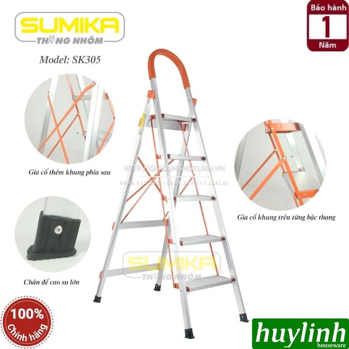 Thang nhôm ghế gia đình 5 bậc Sumika Sk305 - cao bậc trên cùng 123cm